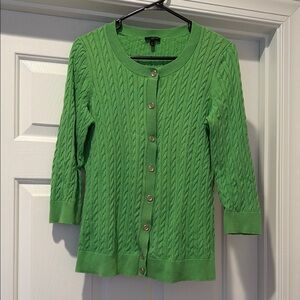 Talbots Green Cable Knit Cardigan Sweater